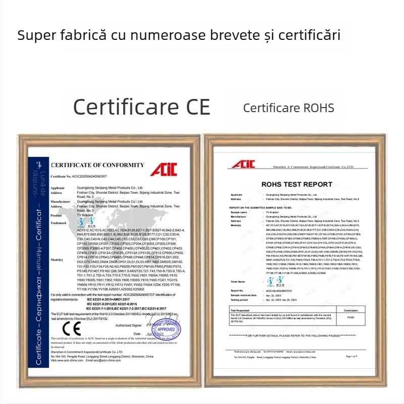 Suport mobil pentru televizor pe podea, oțel laminat la rece, model Y609S-2, greutate 8,7 kg, include kit de șuruburi pentru montaj, compatibil cu televizoare cu ecran plat