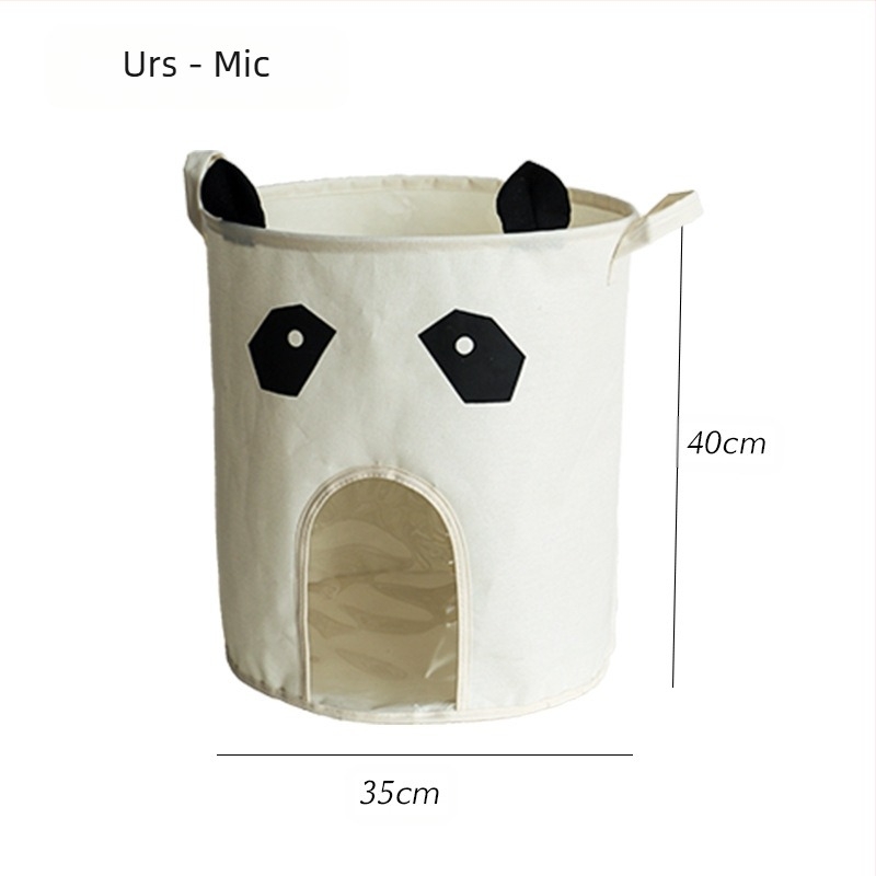 Cutie textilă pentru depozitare jucării, cu panou transparent, pliabilă, design desen animat, material din bumbac, stil modern minimalist, pentru jucării și alte obiecte