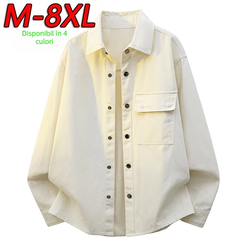 Cămașă în stil Hong Kong pentru bărbați, haine de lucru, mânecă lungă, culoare solidă, 100% poliester, casual