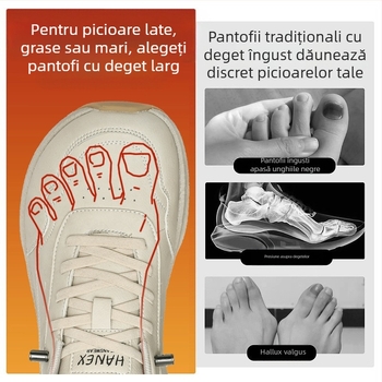 Pantofi unisex cu deget lat – pantofi casual de exterior, partea superioară din piele sintetică, talpă EVA, talpă din cauciuc