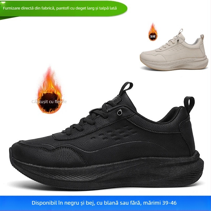 Pantofi unisex cu deget lat – pantofi casual de exterior, partea superioară din piele sintetică, talpă EVA, talpă din cauciuc