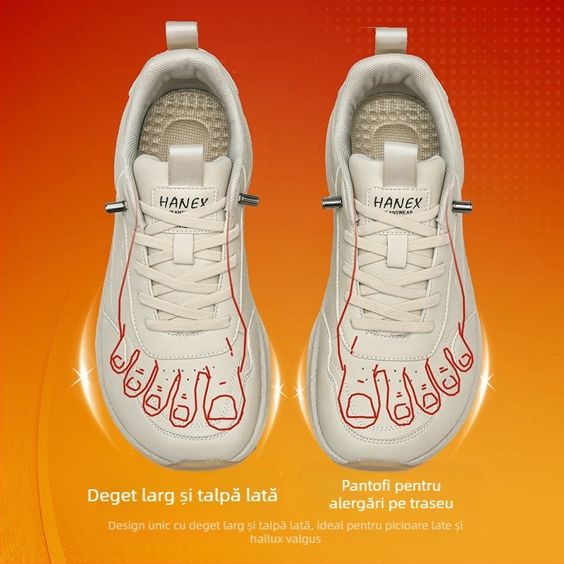 Pantofi unisex cu deget lat – pantofi casual de exterior, partea superioară din piele sintetică, talpă EVA, talpă din cauciuc