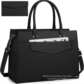 Geantă pentru laptop din PVC, rezistentă la apă și uzură, închidere cu fermoar, mâner rigid, iarnă 2023