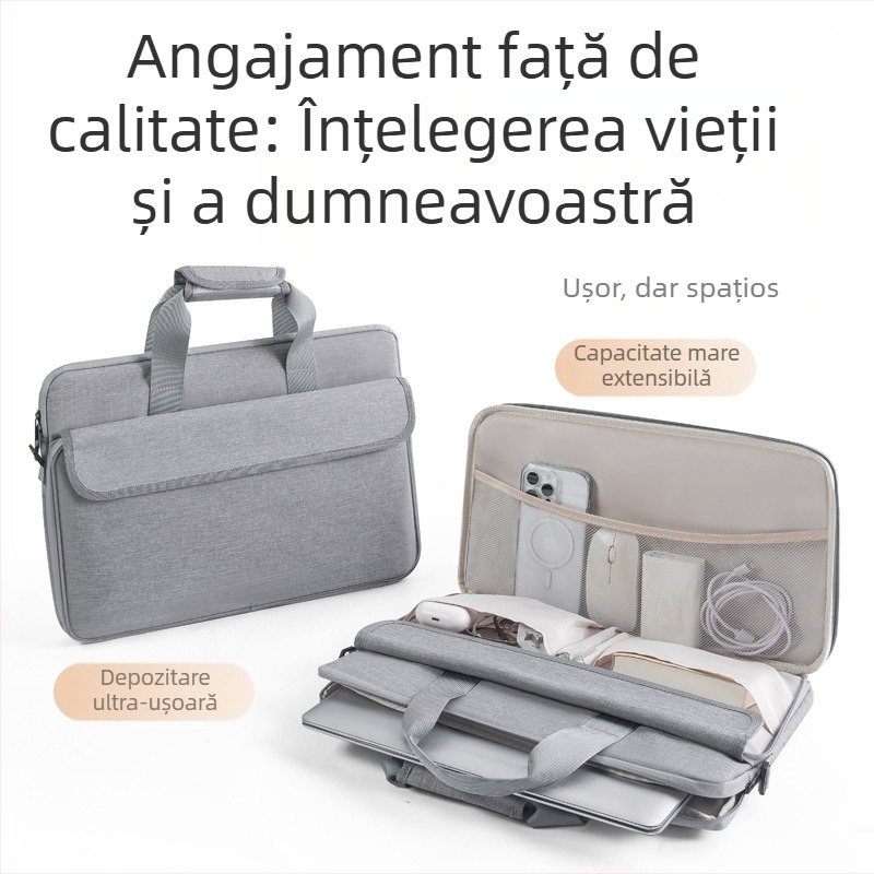 Geantă pentru laptop cu buzunar interior, ușoară, pe umăr sau crossbody, potrivită pentru laptopuri de 15 inch