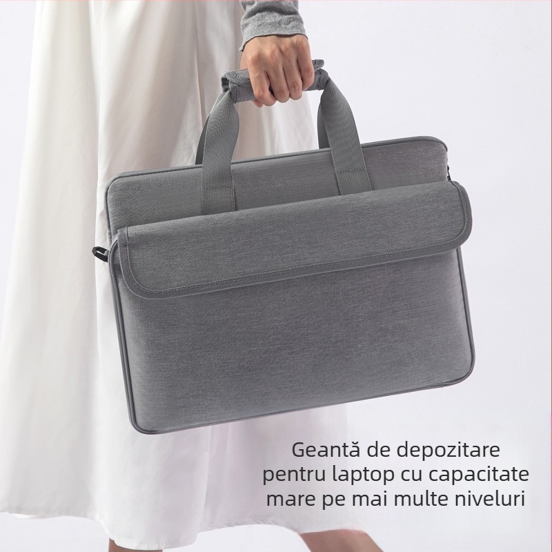 Geantă pentru laptop cu buzunar interior, ușoară, pe umăr sau crossbody, potrivită pentru laptopuri de 15 inch