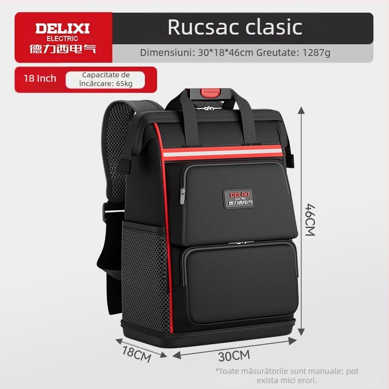 Delixi Electric Rucsac de unelte cu bretele duble pentru electricieni – transportul uneltelor, organizarea uneltelor, stil rucsac