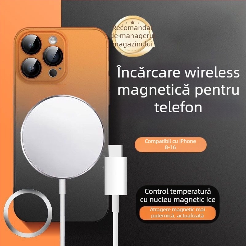Încărcător wireless magnetic pentru iPhone 15/16/14/13/12/11/8 Pro – încărcare rapidă QC4.0