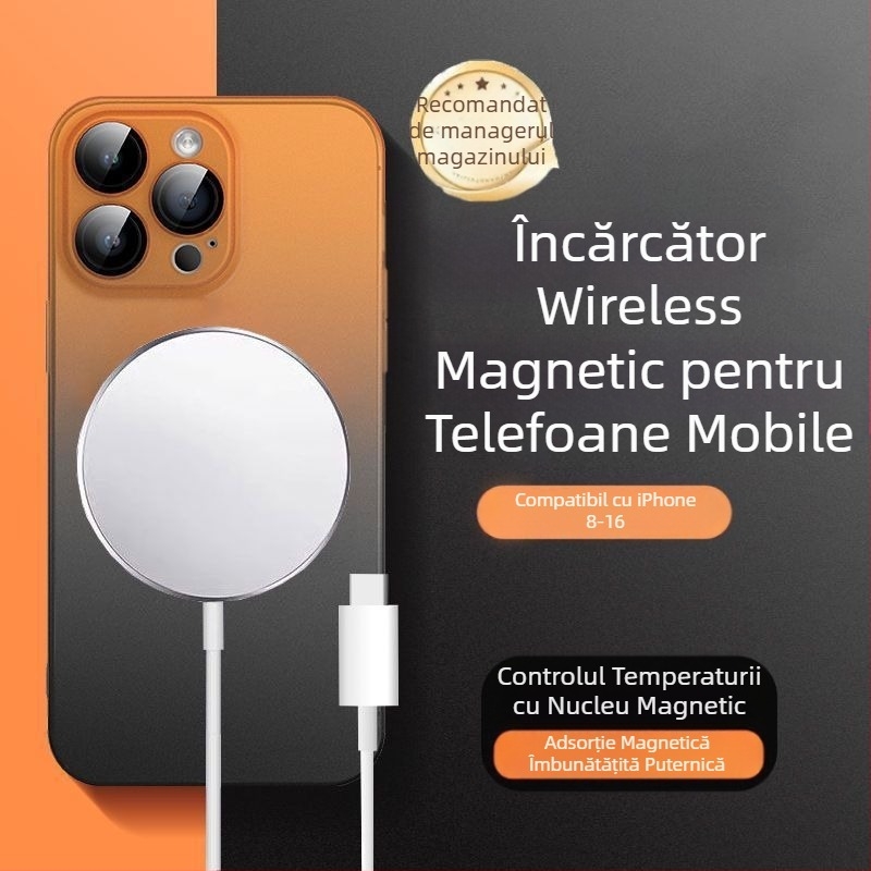 Încărcător wireless magnetic pentru iPhone 15/16/14/13/12/11/8 Pro – încărcare rapidă QC4.0