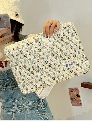 Geantă de documente cu mâner, imprimeu floral, țesătură compozită, căptușeală din nylon, rezistentă la uzură, stil street trend, potrivită pentru laptopuri și tablete, design cu reducere a încărcăturii