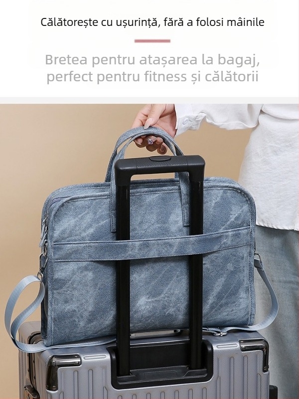 Geantă de umăr Liping pentru laptop, impermeabilă din PU, ultraușoară, căptușită cu poliester, unisex