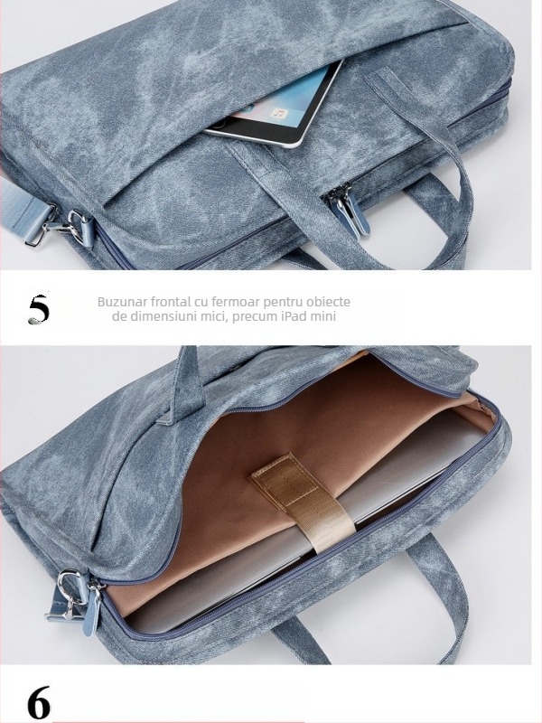 Geantă de umăr Liping pentru laptop, impermeabilă din PU, ultraușoară, căptușită cu poliester, unisex