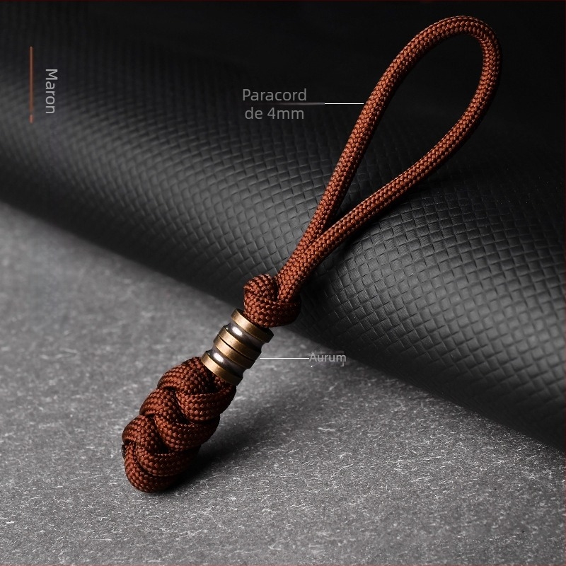 Pandantiv din alamă pe șnur pentru chei, cuțite și genți — Material: șnur de umbrelă, stil simplu
