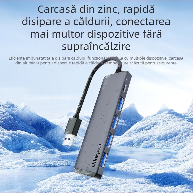 Lenovo hub USB-C cu 4 porturi USB 3.0, alimentare externă, 5 Gbps