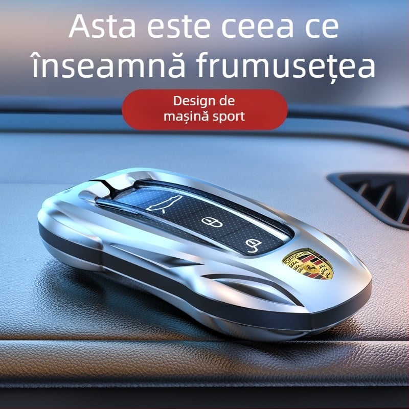 Carcasă pentru cheie Porsche – aliaj de zinc, rezistent la zgârieturi și la rugină, silicon încorporat și TPU, stil business