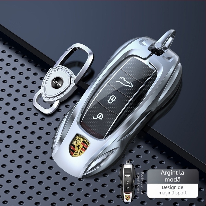 Carcasă pentru cheie Porsche – aliaj de zinc, rezistent la zgârieturi și la rugină, silicon încorporat și TPU, stil business