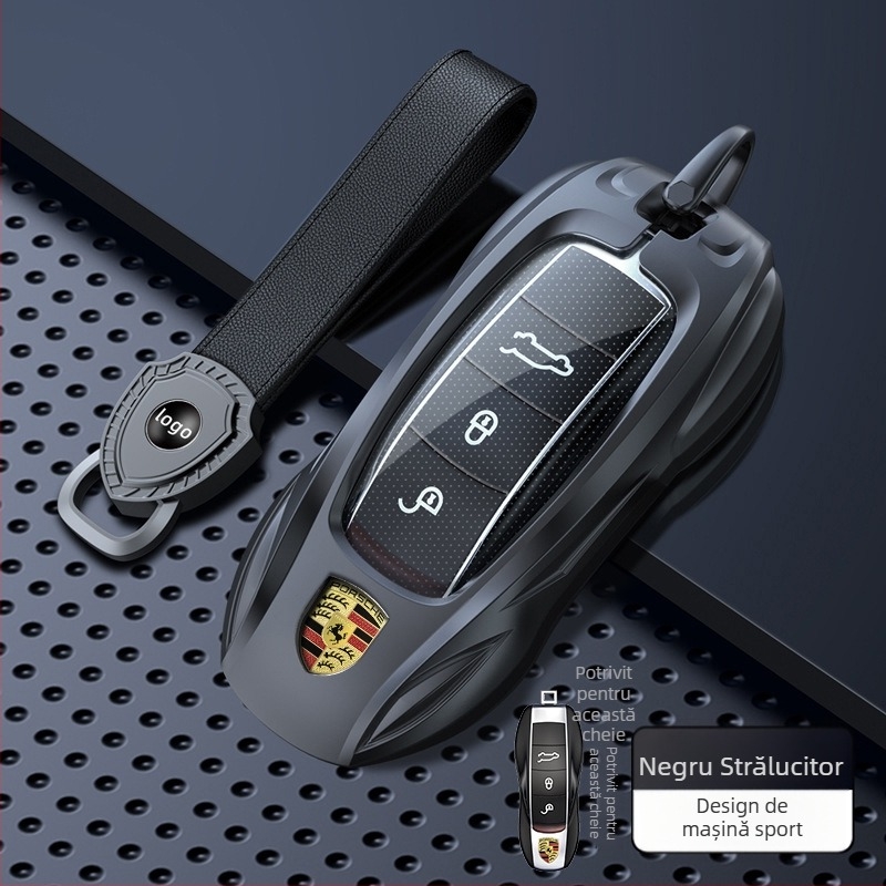 Carcasă pentru cheie Porsche – aliaj de zinc, rezistent la zgârieturi și la rugină, silicon încorporat și TPU, stil business
