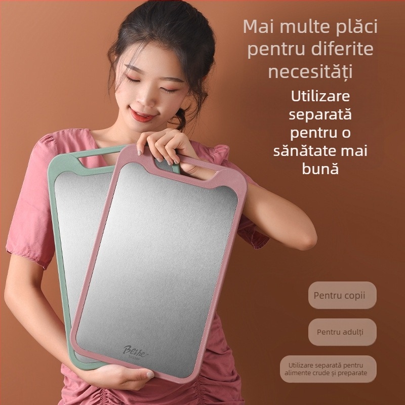 Tocător de bucătărie din oțel inoxidabil 304 și plastic, două fețe, antiderapant, multifuncțional, pentru tăierea fructelor crude și coapte, stil modern minimalist