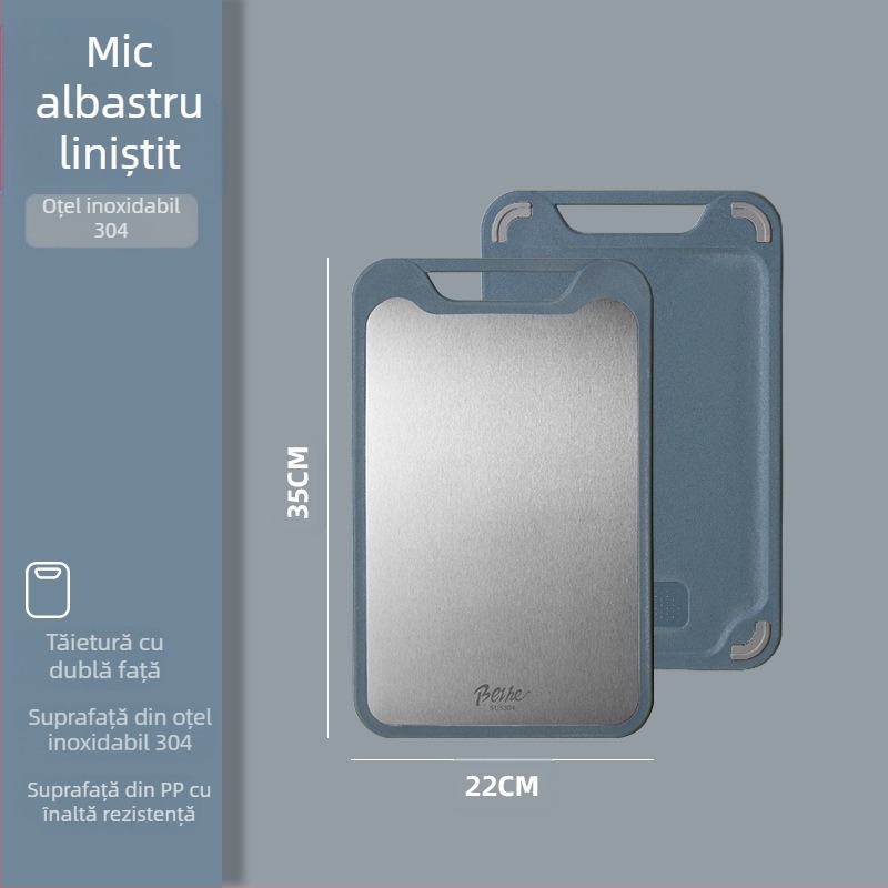 Tocător de bucătărie din oțel inoxidabil 304 și plastic, două fețe, antiderapant, multifuncțional, pentru tăierea fructelor crude și coapte, stil modern minimalist