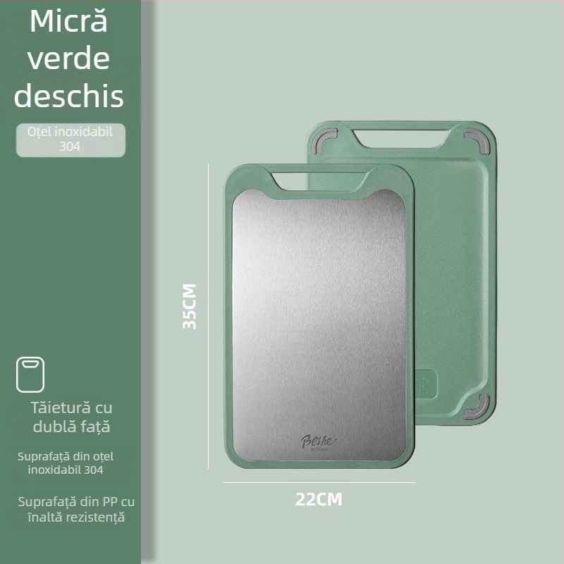 Tocător de bucătărie din oțel inoxidabil 304 și plastic, două fețe, antiderapant, multifuncțional, pentru tăierea fructelor crude și coapte, stil modern minimalist