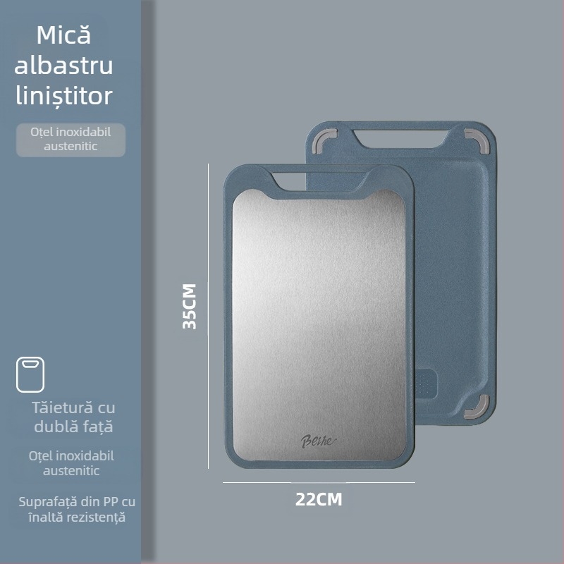 Tocător de bucătărie din oțel inoxidabil 304 și plastic, două fețe, antiderapant, multifuncțional, pentru tăierea fructelor crude și coapte, stil modern minimalist