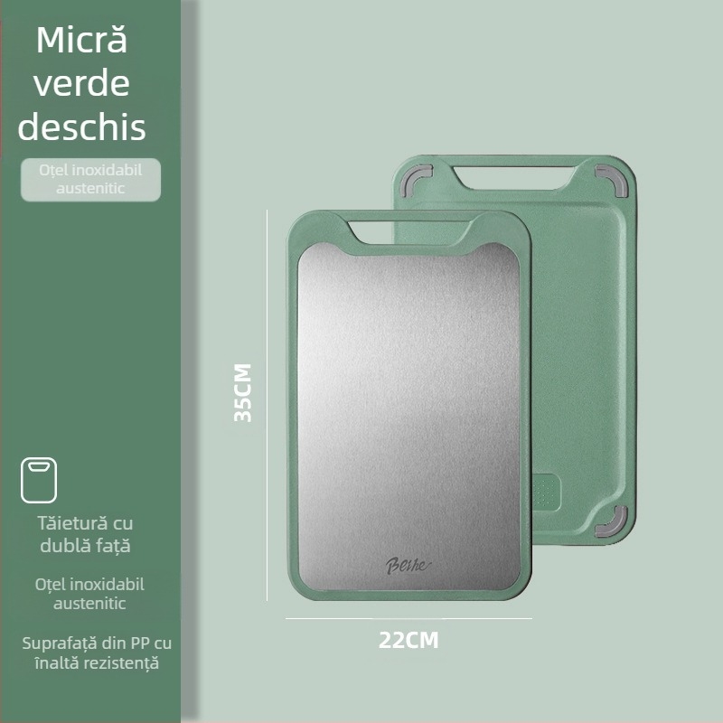 Tocător de bucătărie din oțel inoxidabil 304 și plastic, două fețe, antiderapant, multifuncțional, pentru tăierea fructelor crude și coapte, stil modern minimalist