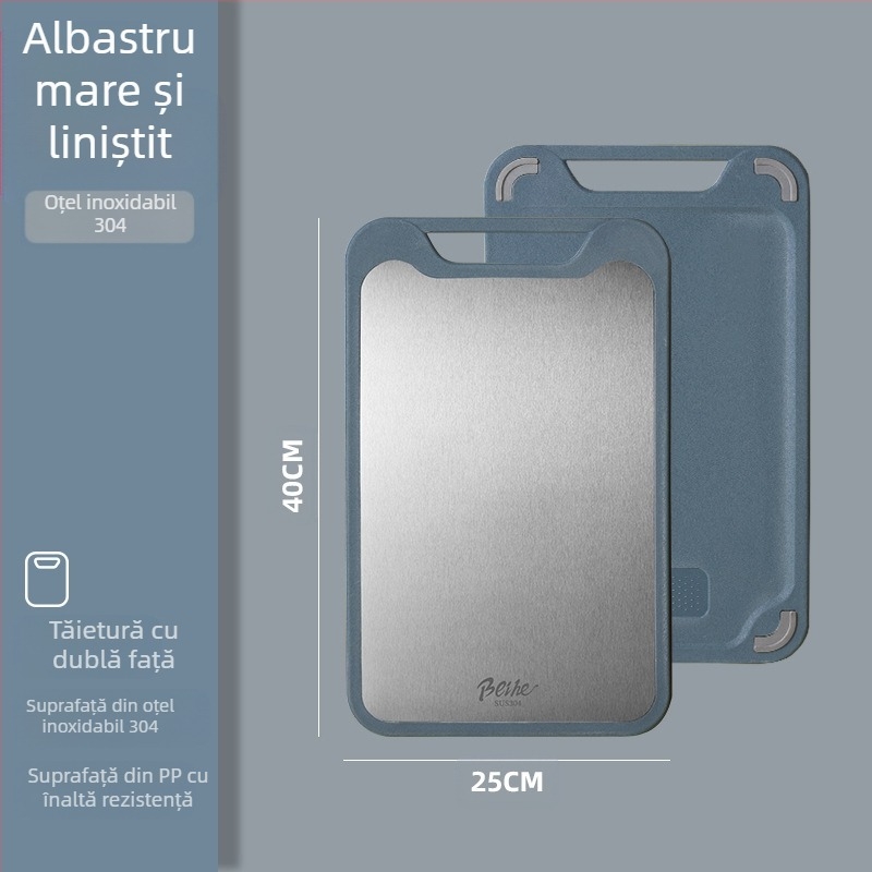 Tocător de bucătărie din oțel inoxidabil 304 și plastic, două fețe, antiderapant, multifuncțional, pentru tăierea fructelor crude și coapte, stil modern minimalist