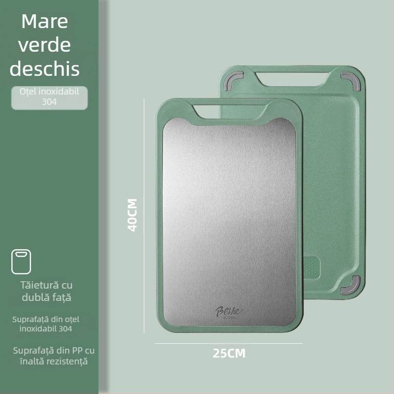 Tocător de bucătărie din oțel inoxidabil 304 și plastic, două fețe, antiderapant, multifuncțional, pentru tăierea fructelor crude și coapte, stil modern minimalist