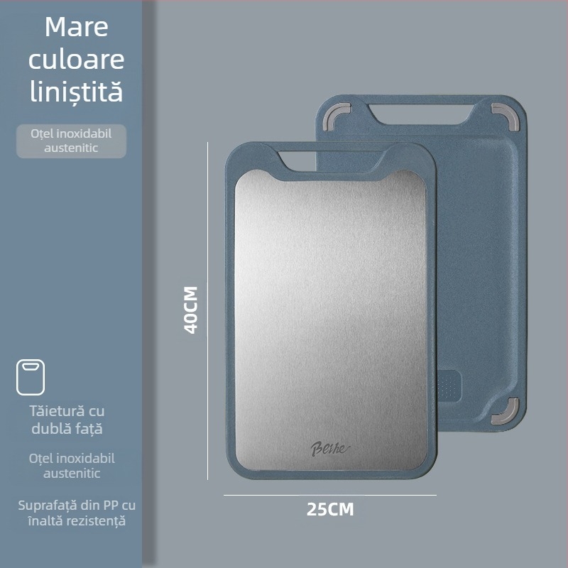 Tocător de bucătărie din oțel inoxidabil 304 și plastic, două fețe, antiderapant, multifuncțional, pentru tăierea fructelor crude și coapte, stil modern minimalist