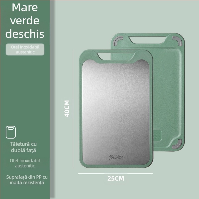 Tocător de bucătărie din oțel inoxidabil 304 și plastic, două fețe, antiderapant, multifuncțional, pentru tăierea fructelor crude și coapte, stil modern minimalist
