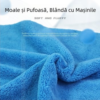 Prosop auto din velur coral, fără margini, moale, foarte absorbant, nu zgârie vopseaua, microfibră