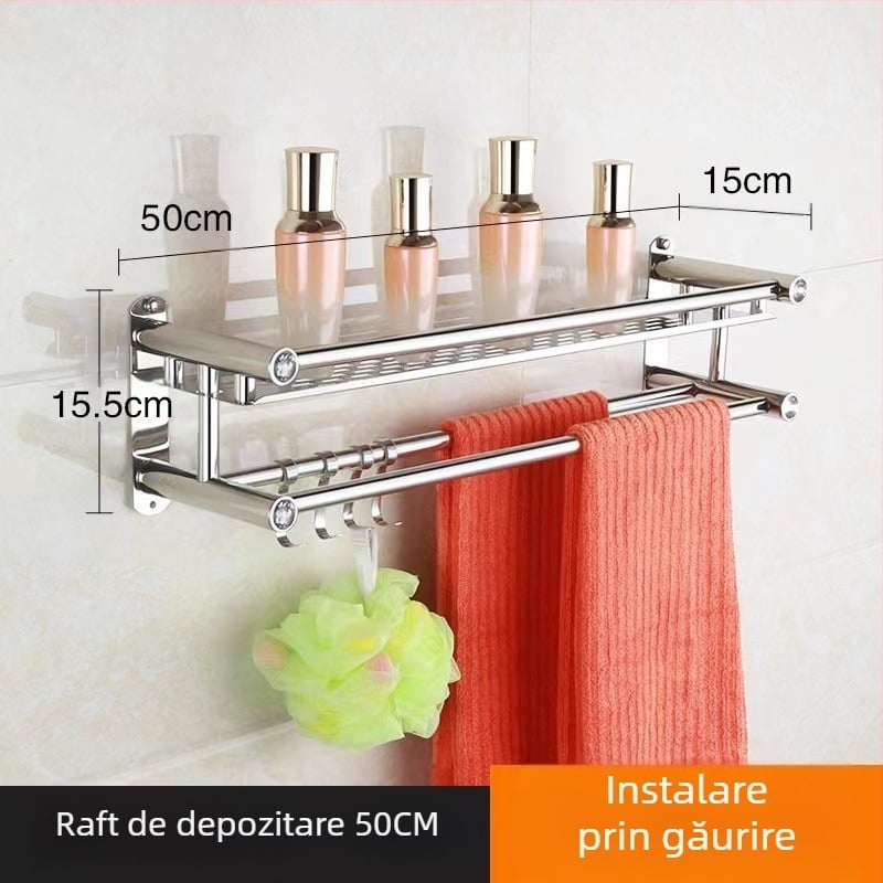 Suport prosoape din oțel inoxidabil, montaj pe perete fără găuri, pentru baie și bucătărie, stil chinezesc nou