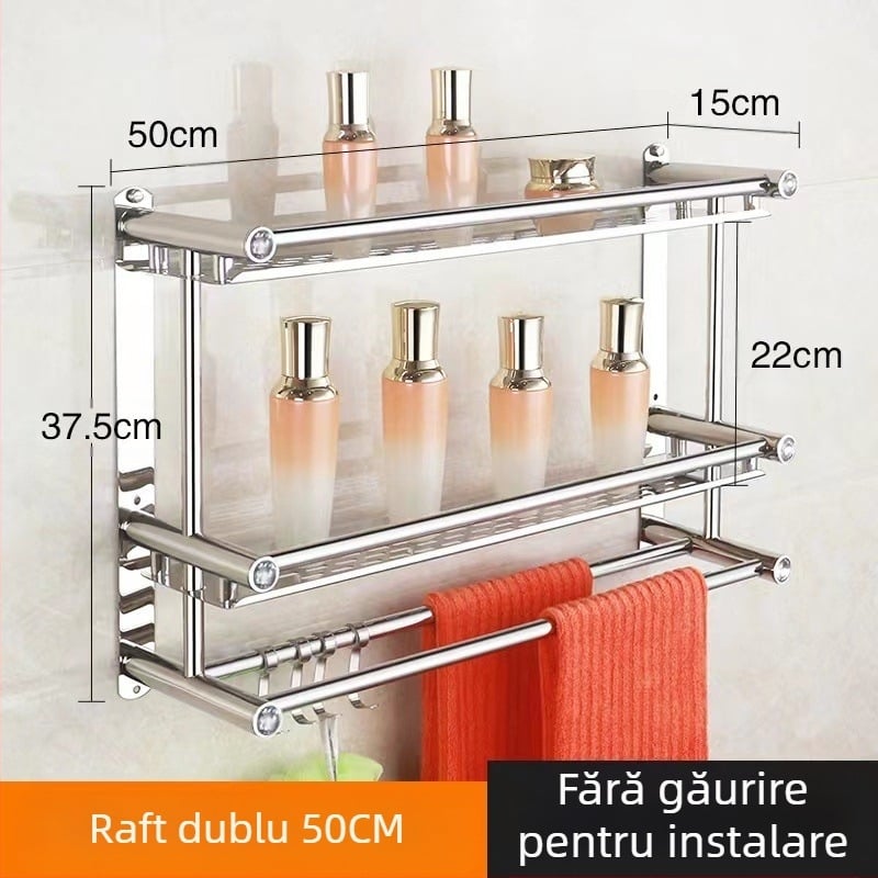Suport prosoape din oțel inoxidabil, montaj pe perete fără găuri, pentru baie și bucătărie, stil chinezesc nou
