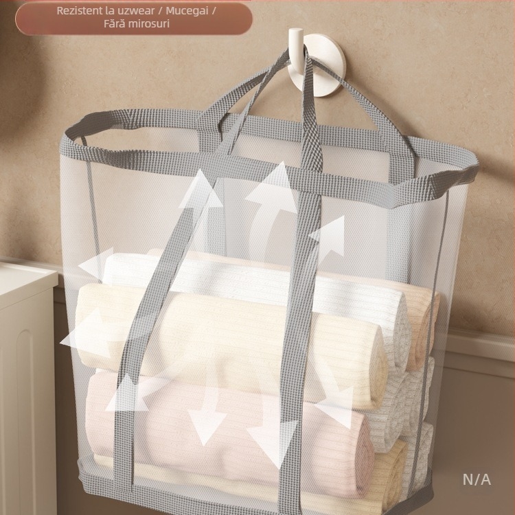 Coș de rufe montat pe perete, capacitate mare, pliabil, Jiang xu