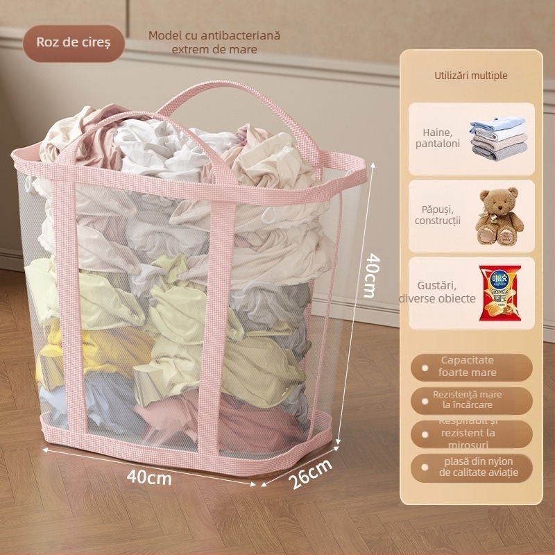 Coș de rufe montat pe perete, capacitate mare, pliabil, Jiang xu