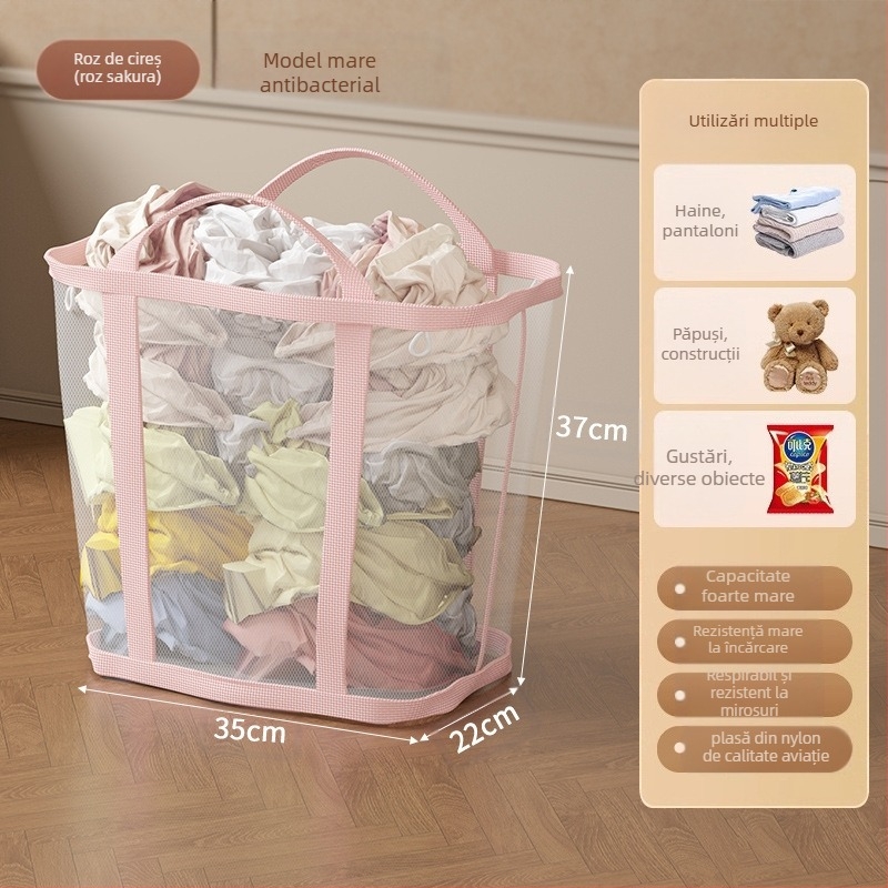 Coș de rufe montat pe perete, capacitate mare, pliabil, Jiang xu