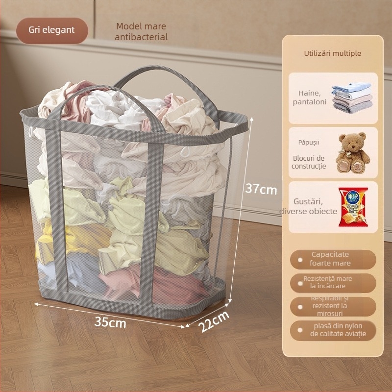 Coș de rufe montat pe perete, capacitate mare, pliabil, Jiang xu