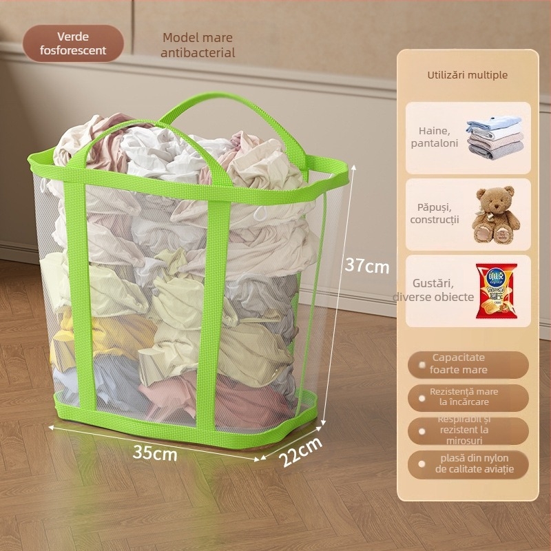 Coș de rufe montat pe perete, capacitate mare, pliabil, Jiang xu