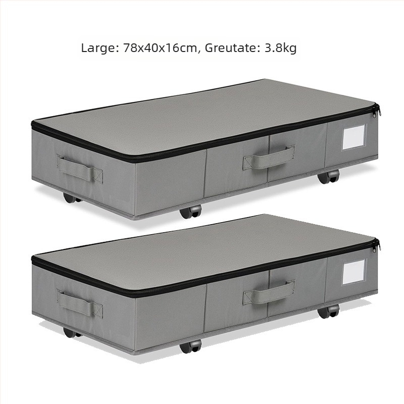 Cutie de depozitare sub pat cu roți, 55L, din material Oxford 600D, pliabilă și rezistentă la praf