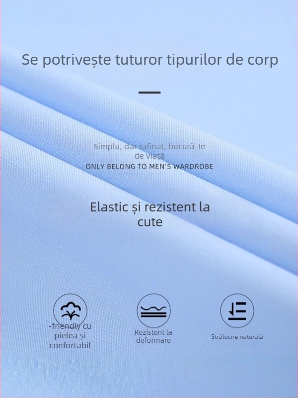 Cămașă pentru bărbați – croială slim, guler pătrat, mâneci lungi, vopsire pe fir, amestec poliester