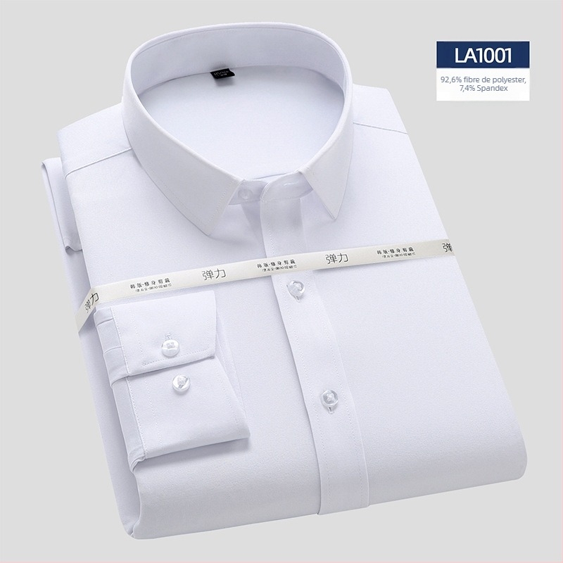 Cămașă cu mâneci lungi, fibră de bambus, croială Slim, guler pătrat, non-iron