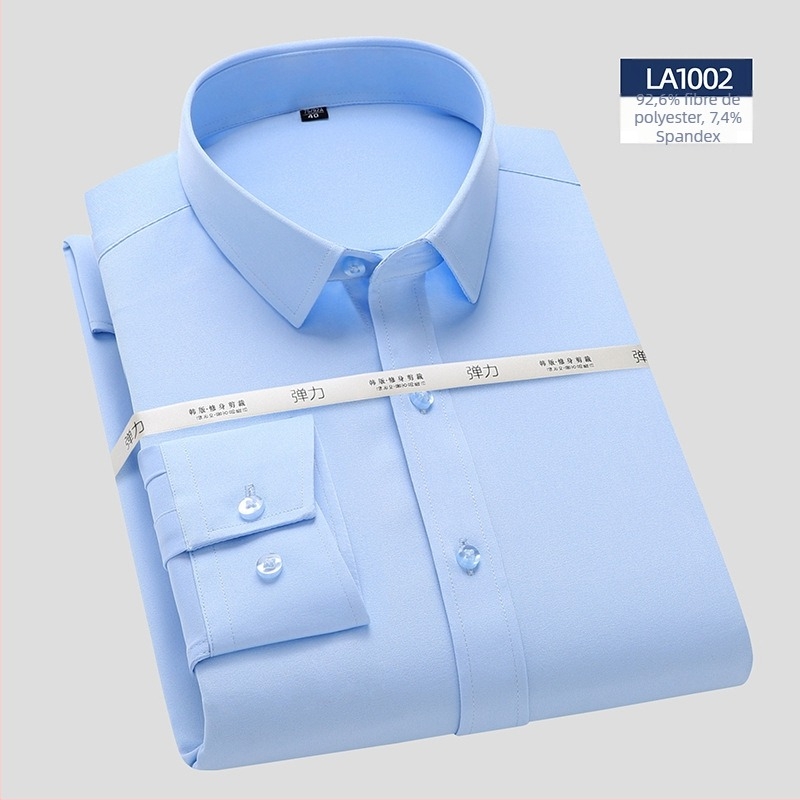 Cămașă cu mâneci lungi, fibră de bambus, croială Slim, guler pătrat, non-iron