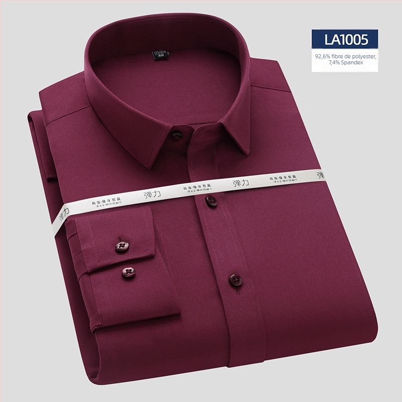 Cămașă cu mâneci lungi, fibră de bambus, croială Slim, guler pătrat, non-iron