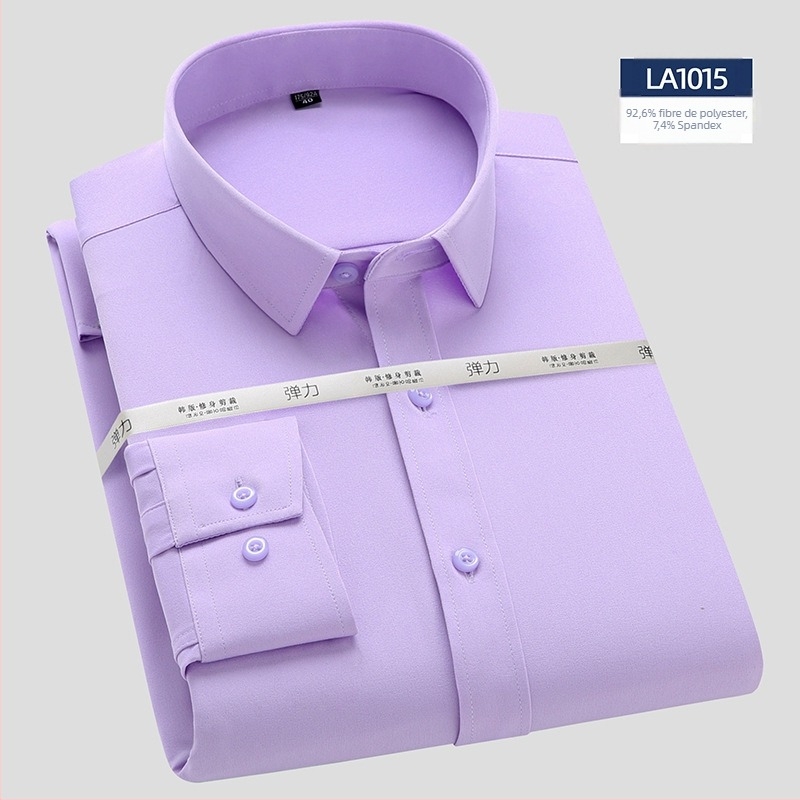 Cămașă cu mâneci lungi, fibră de bambus, croială Slim, guler pătrat, non-iron