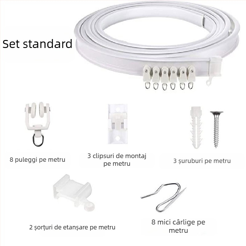 Bixiao șină pentru perdele – șină în formă de U, curbată; exterior din plastic, interior din oțel; stil modern minimalist; nepersonalizabil; fără mărci private licențiate