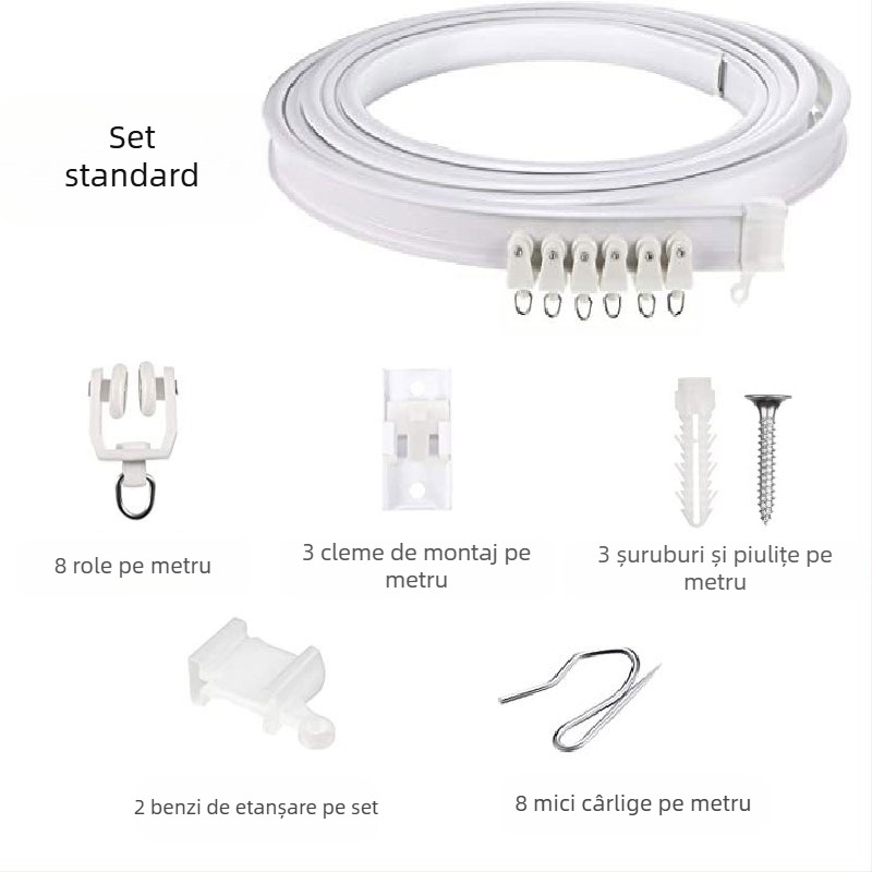 Bixiao șină pentru perdele – șină în formă de U, curbată; exterior din plastic, interior din oțel; stil modern minimalist; nepersonalizabil; fără mărci private licențiate