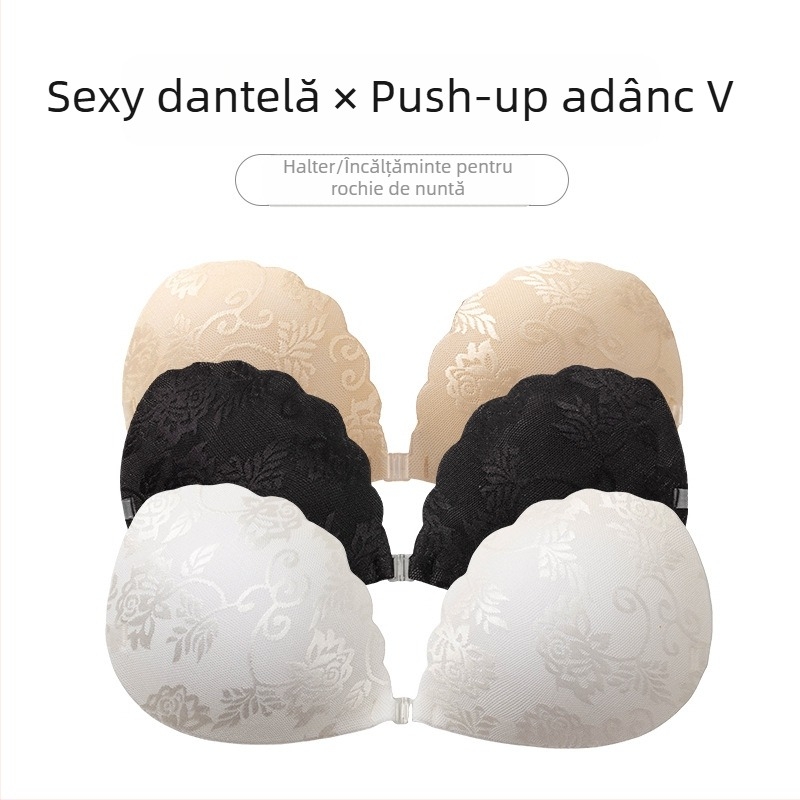 Benzi adezive pentru sâni, din nylon dantelat, Push-Up, formă patru petale, subțiri și respirabile, invizibile