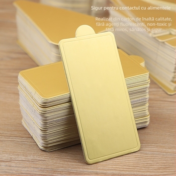 Bază triunghiulară de mousse pentru prăjituri, hârtie de copt din carton alb alimentar, 350 g/m², acoperire aurie, stil modern minimalist.