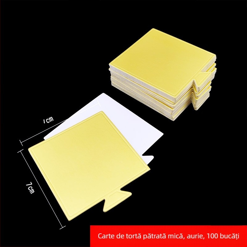 Bază triunghiulară de mousse pentru prăjituri, hârtie de copt din carton alb alimentar, 350 g/m², acoperire aurie, stil modern minimalist.