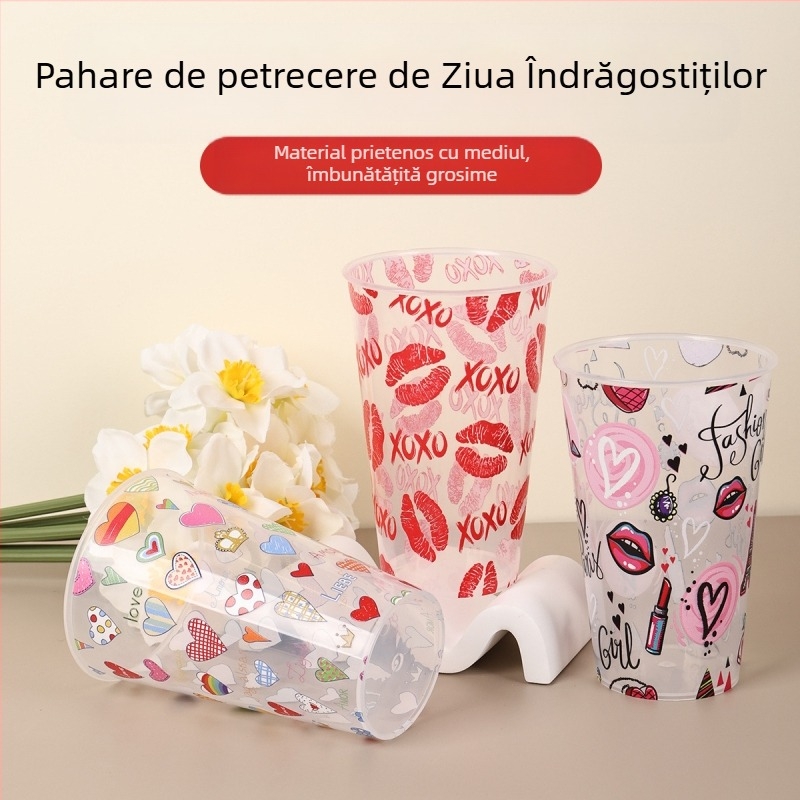 Pahar de cină pentru petreceri din PP, cilindric, capacitate 360 ml, model festival, brand Zeno