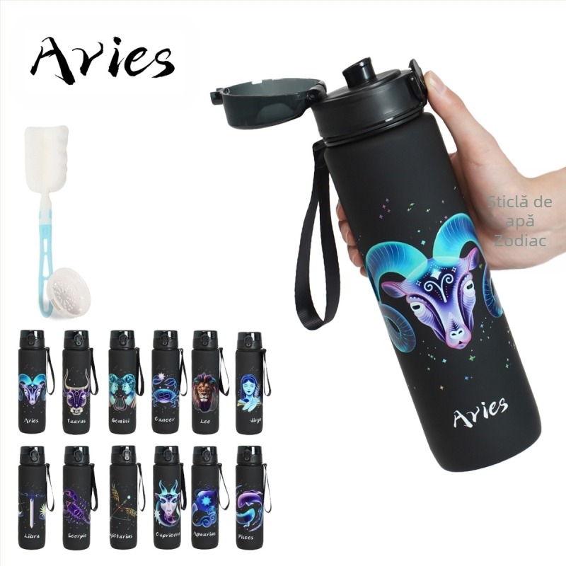 Pahar plastic cu model de constelație, imprimare 3D, material PC, capac cu deschidere printr-un clic, personalizare logo